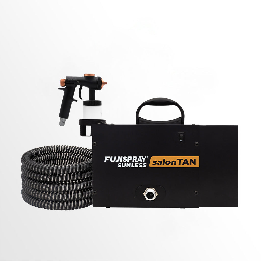 Fujispray salonTan tanning machine with hose on a white background