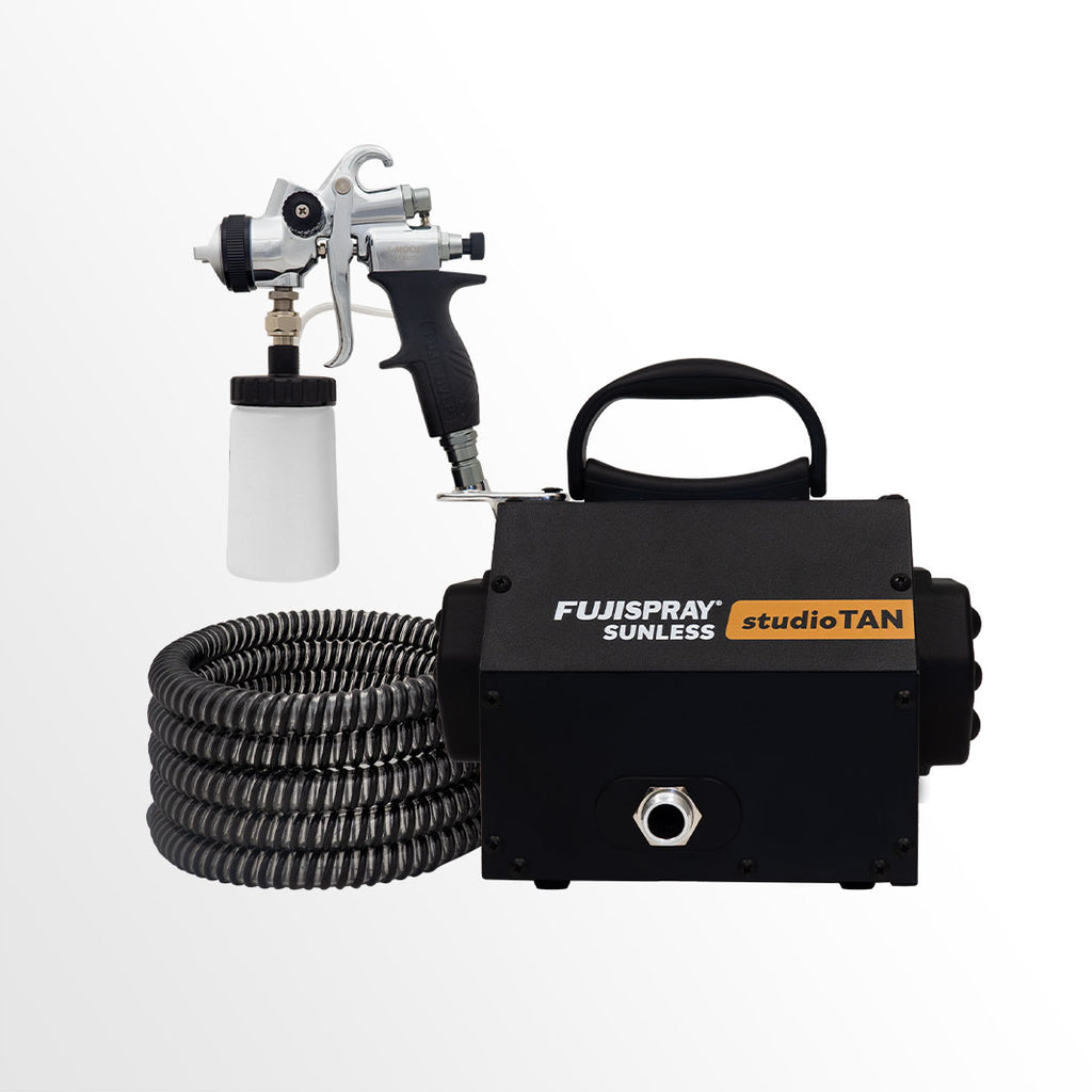 Fuji Spray Sunless 6100 studioTAN Platinum with 4200 T-PRO Applicator on white background.
