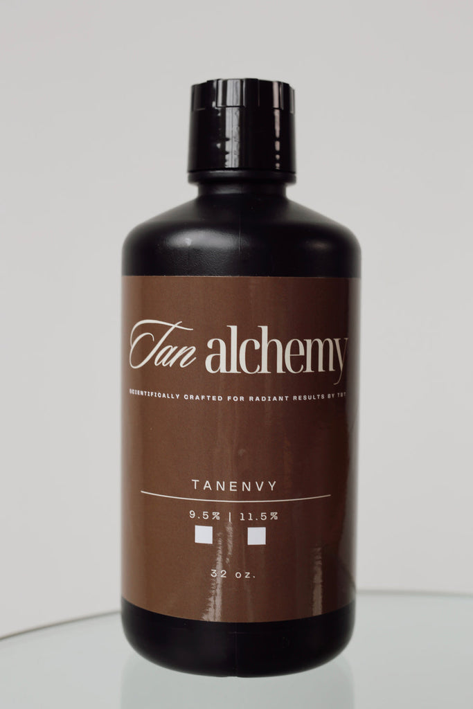 Bottle of Tan Alchemy Tanenvy on a white background