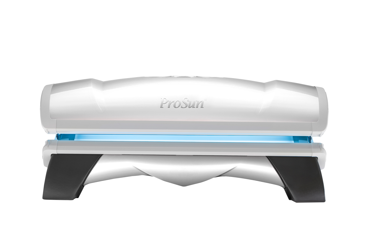 A ProSun Onyx Hybrid tanning bed with a white canopy, featuring integrated red light and UV lamps.