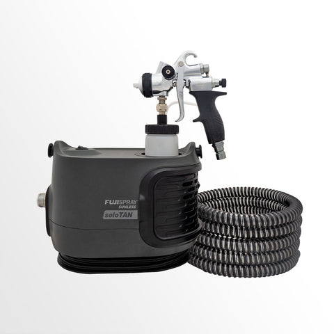 Fuji soloTAN 6175 with T-Pro Applicator: a black mobile tanning kit, perfect for beginners.
