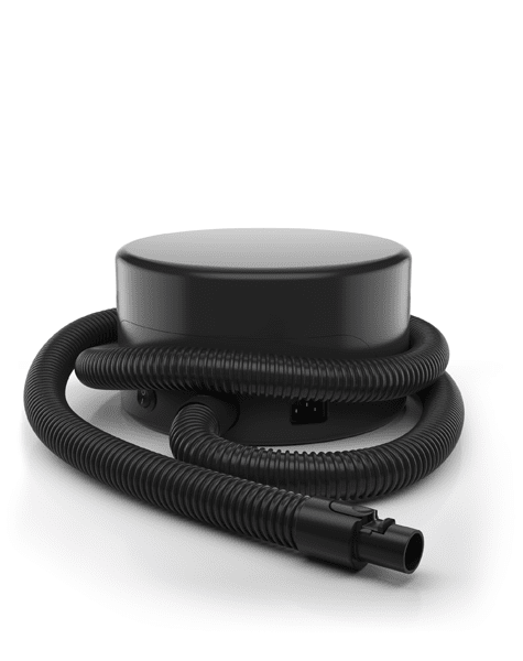 MineTan Tan.Lite Spray Tan Kit: black pro machine with coiled hose, by MineTan, on white.