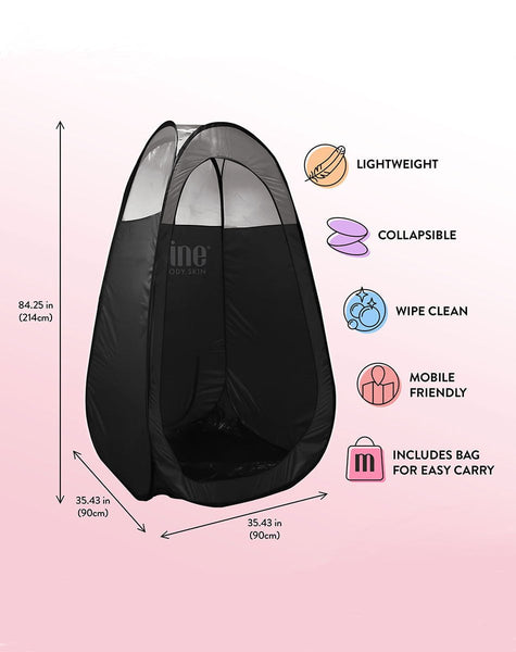 Dimensions for MineTan Spray Tan Tent - Black & 1/3 Clear