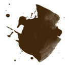 Brown ink splatter on a white background