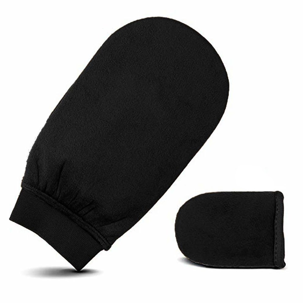 Black mittens on a white background