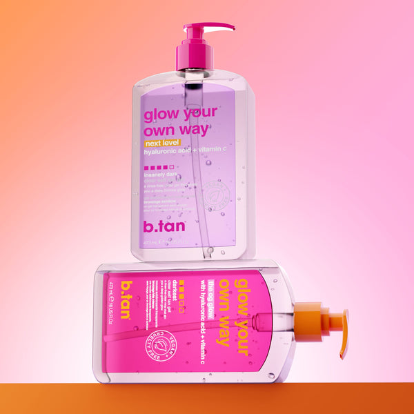 B.Tan Glow Your Own Way Next Level on ombre background
