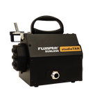 Black tanning machine with 'Fujispray Sunless Studio Tan' branding on a white background