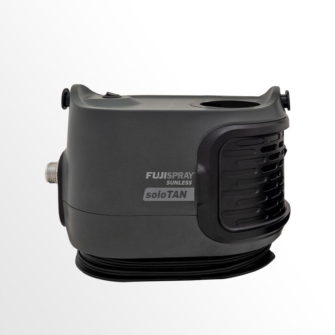 Black spray tan machine with 'FujiSpray' branding on a white background