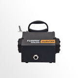 Black tanning machine with 'FujiSpray Sunless studioTAN' branding on a white background