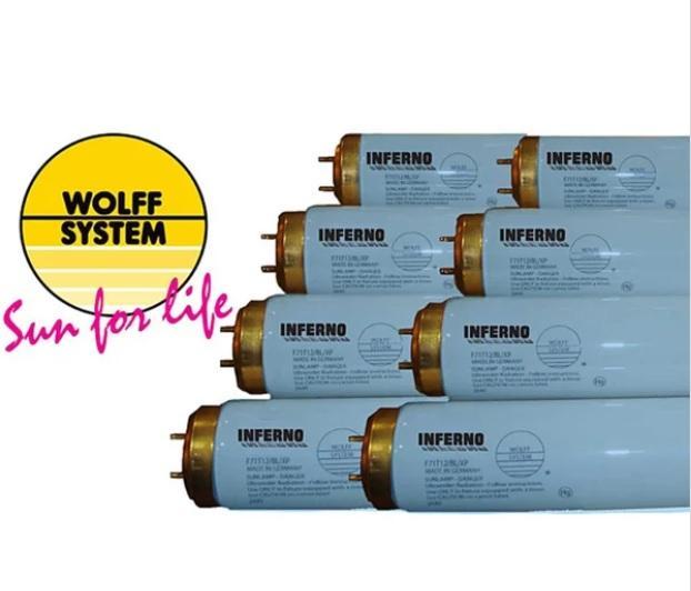 Wolff Solar Storm 32R Replacement Bulbs shown near Sun for Life logo; ideal for 32R tanning beds.