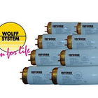Wolff Solar Storm 32R Replacement Bulbs shown near Sun for Life logo; ideal for 32R tanning beds.